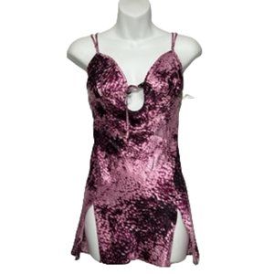 FREDERICK'S OF HOLLYWOOD Pink And Magenta Satin Teddy Size Medium NWT
